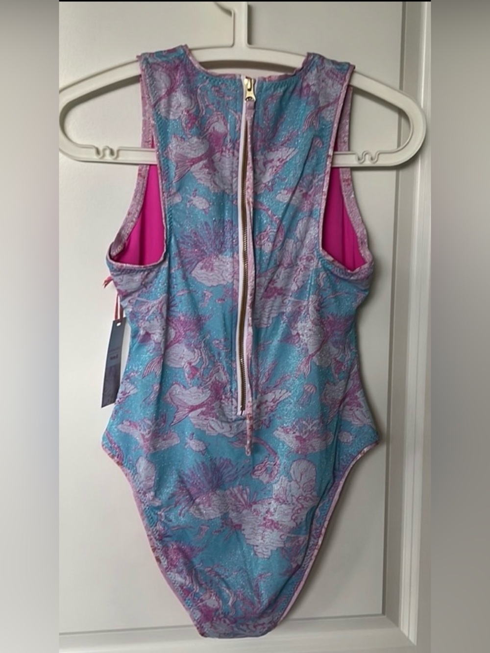 Hurley x LoveShackFancy Under The Sea Shimmer One Piece Swimsuit Sz S Sold Out - Picture 2 of 12